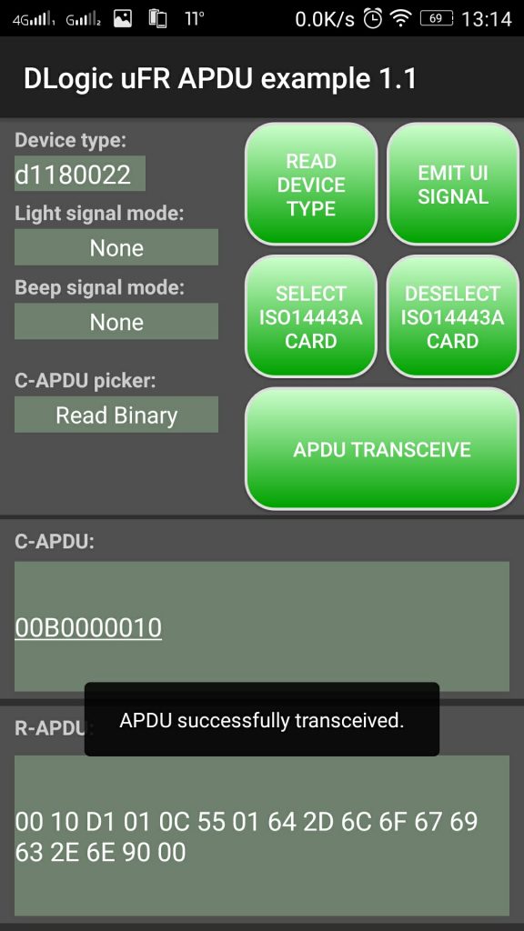 إرسال / استقبال أوامر APDU على Android (قراءة ملف NFC NDEF الثنائي بالطول الكامل)