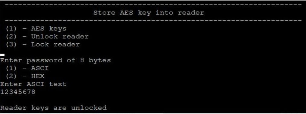 nt4h c store aes key into the reader password unlock