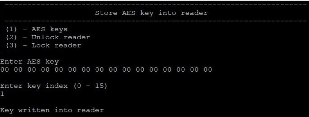 nt4h c store aes key into the reader