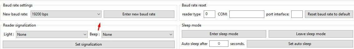 ufr readers tool new baud rate 0