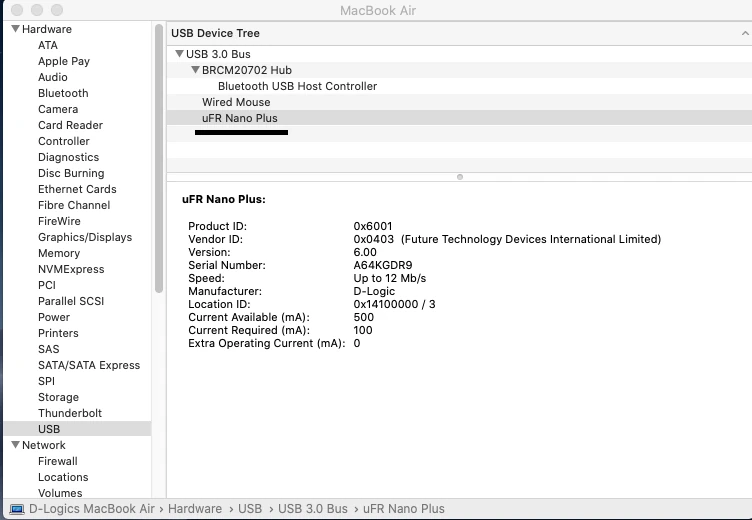 FTDI device on macOS uFR Nano