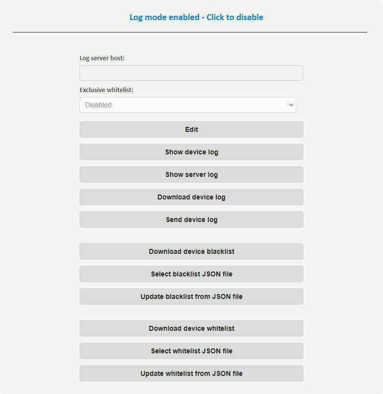 uFR Online log and access control mode 2